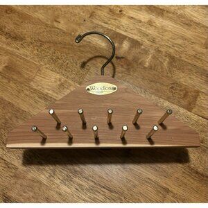 WOODLORE‎ Wooden Cedar Tie And Belt Hanger Closet Organizer - Brass Hooks & Pegs